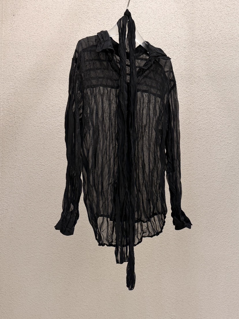 MWE韓國東大門直郵女士新款26春夏熱賣人氣襯衫蕾絲衫含圍巾MWE襯衫/蕾絲衫圖色2