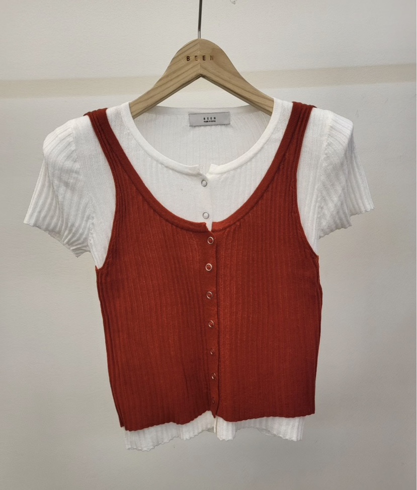 BEEN-A韓國直郵實拍女裝新品休閑職業熱賣T恤假兩件雙層BEEN-AT恤圖色4