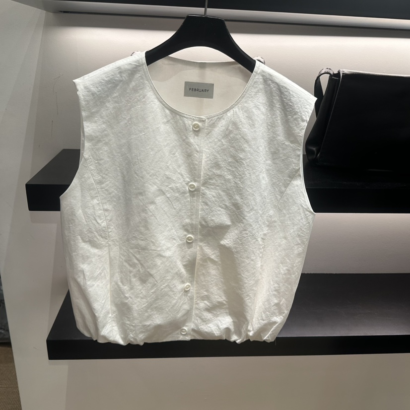 FEBRUARY 11韓國東大門直郵女士新品職業熱賣馬甲褶皺亞麻FEBRUARY 11馬甲圖色1