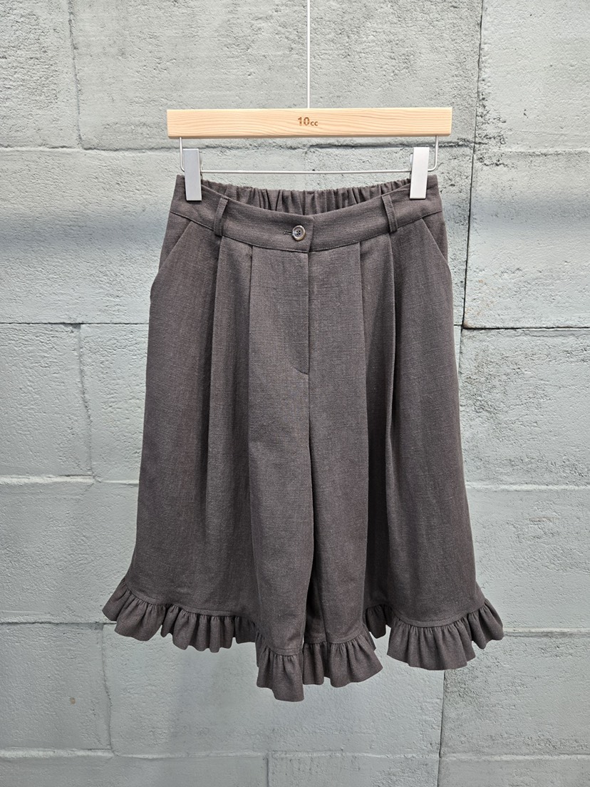 10CC韓國東大門直郵女裝新品熱賣休閑時尚短褲荷葉邊亞麻布10CC短褲圖色2