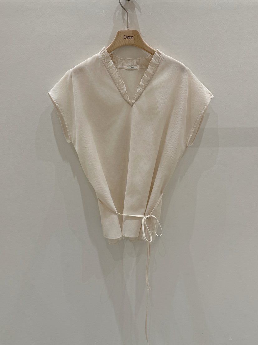 OREE韓國東大門代購女裝新款職業人氣熱賣襯衫蕾絲衫含腰繩OREE襯衫/蕾絲衫圖色2