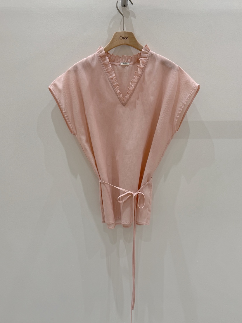 OREE韓國東大門代購女裝新款職業人氣熱賣襯衫蕾絲衫含腰繩OREE襯衫/蕾絲衫圖色3