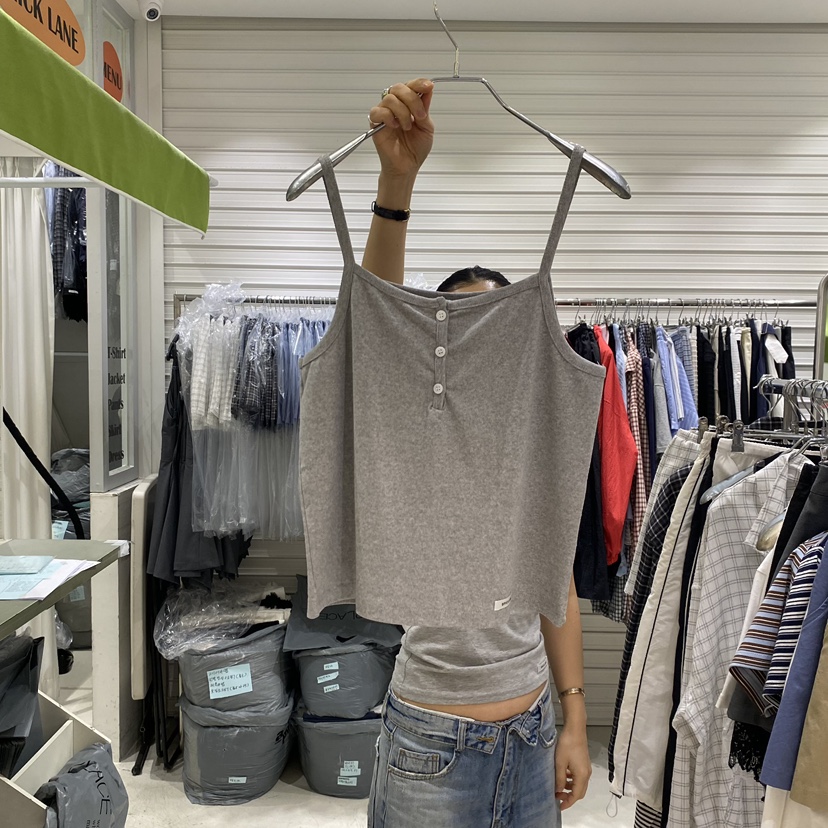 BRICKLANE韓國直郵實拍女士新款熱賣休閑人氣吊帶背心紐扣BRICKLANE吊帶/背心圖色1