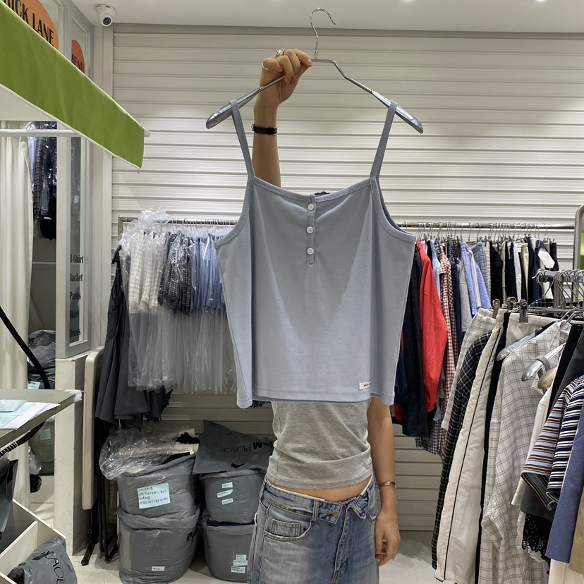 BRICKLANE韓國直郵實拍女士新款熱賣休閑人氣吊帶背心紐扣BRICKLANE吊帶/背心圖色2