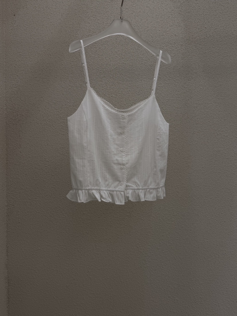 MWE韓國直郵實拍女士新款人氣時尚休閑熱賣吊帶背心荷葉邊MWE吊帶/背心圖色1