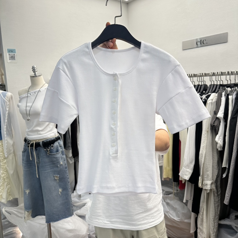 MOANA/ETC韓國直郵女士新款26春夏休閑熱賣時尚推薦T恤棉質MOANA/ETCT恤圖色1