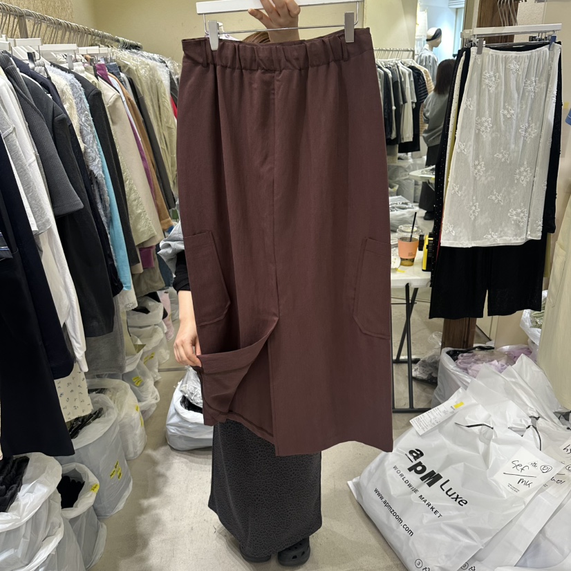 REFLAT韓國東大門直郵女士新款人氣時尚26春夏休閑長裙口袋REFLAT長裙