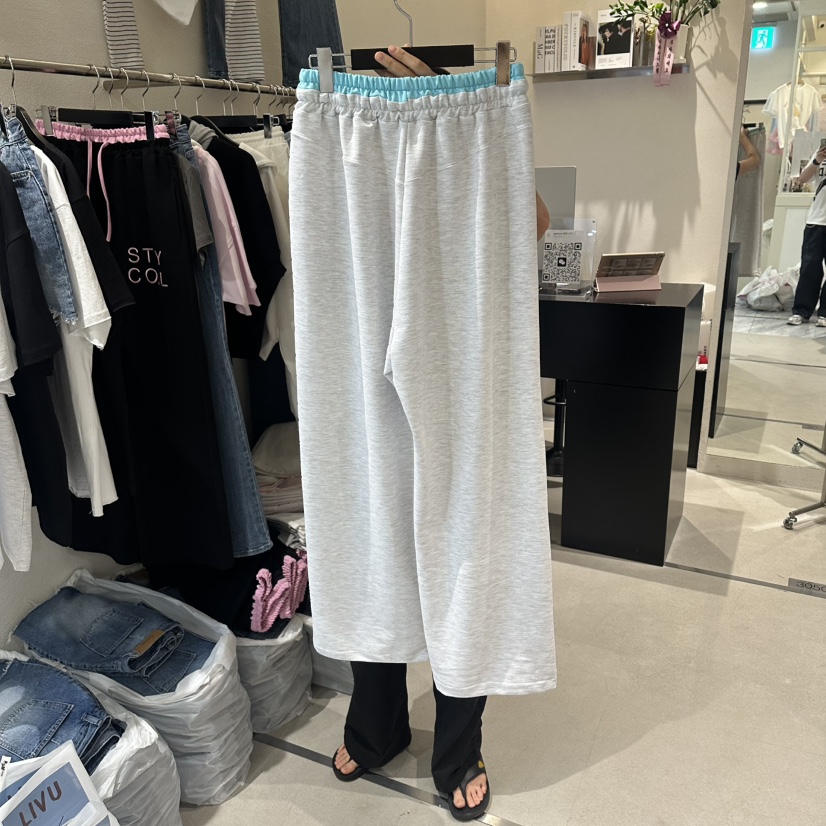 LIVU/MEMO CLASSIC韓國直郵實拍女裝新品休閑休閑褲刺繡撞色LIVU/MEMO CLASSIC休閑褲