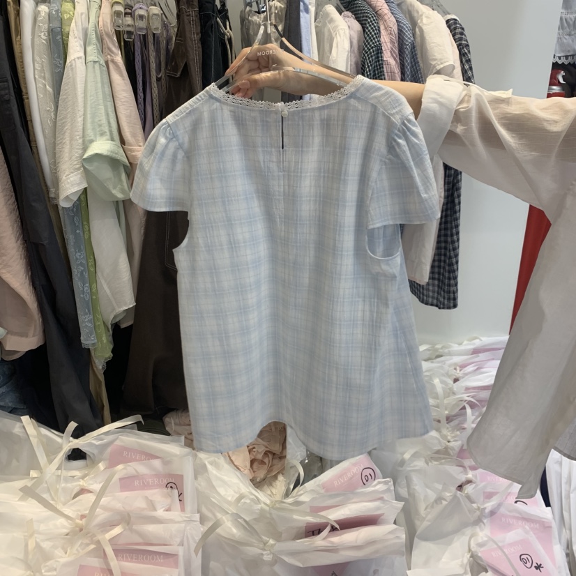 RIVEROOM韓國代購女裝新品時尚職業推薦休閑26春夏襯衫蕾絲衫RIVEROOM襯衫/蕾絲衫