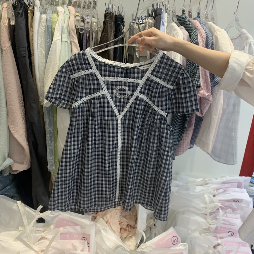 RIVEROOM韓國代購女裝新品時尚職業推薦休閑26春夏襯衫蕾絲衫RIVEROOM襯衫/蕾絲衫圖色2