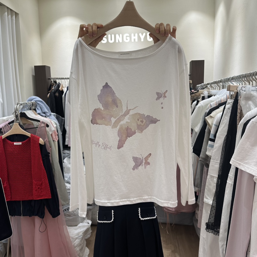 HANSUNGHYUN韓國代購女士新款時尚26春夏推薦長袖T恤棉質HANSUNGHYUN長袖T恤圖色1