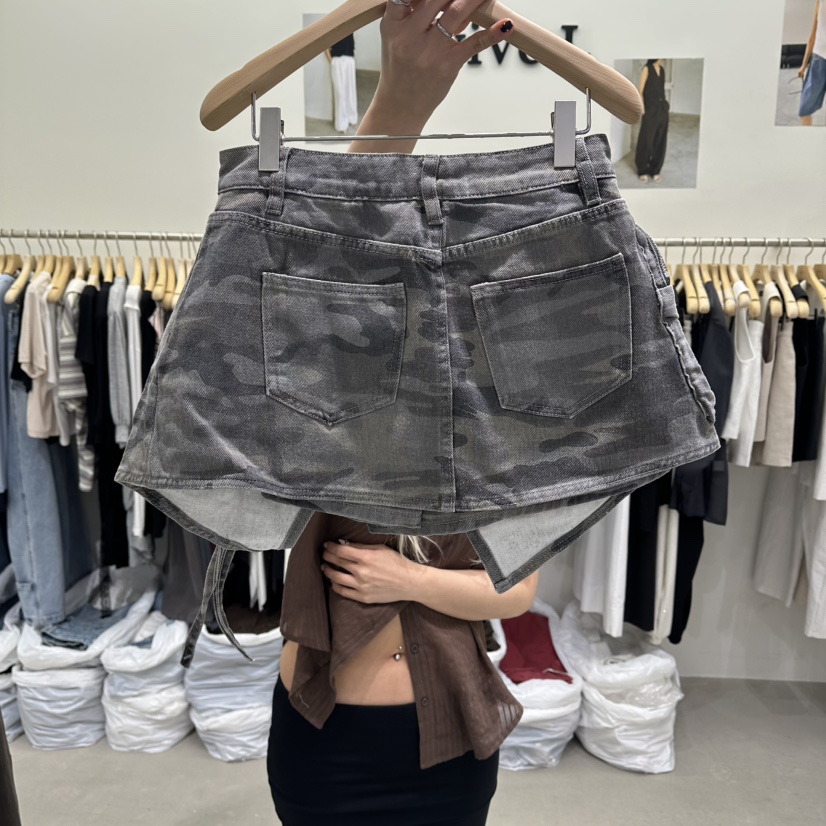 VIVEL韓國直郵實拍女士新款休閑熱賣時尚人氣職業裙褲迷彩VIVEL裙褲