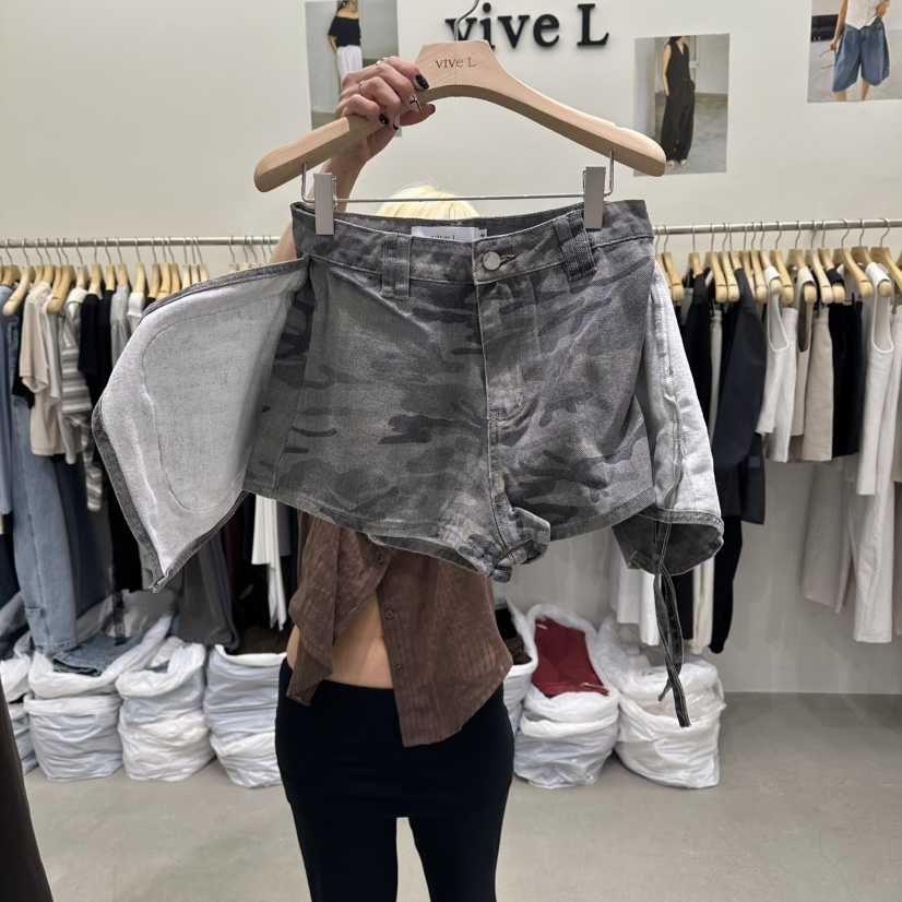 VIVEL韓國直郵實拍女士新款休閑熱賣時尚人氣職業裙褲迷彩VIVEL裙褲