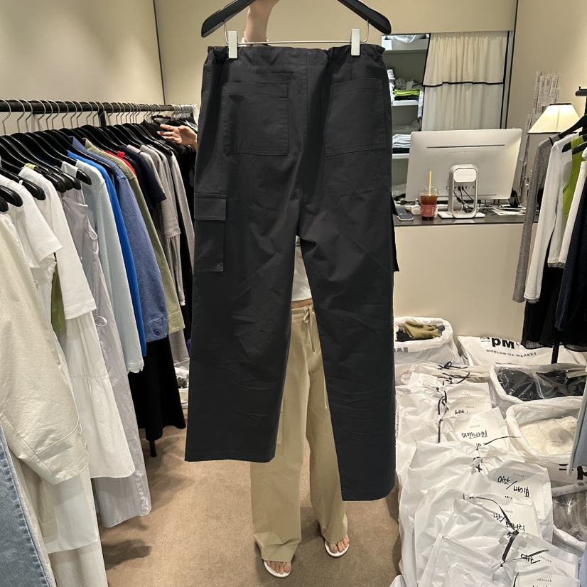 RE STOCK韓國東大門直郵女士新款推薦熱賣職業休閑褲口袋RE STOCK休閑褲