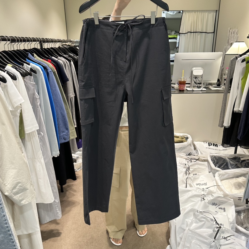 RE STOCK韓國東大門直郵女士新款推薦熱賣職業休閑褲口袋RE STOCK休閑褲圖色3