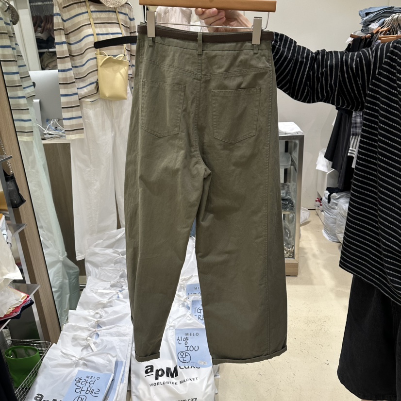 MELO韓國直郵實拍女裝新品時尚人氣職業休閑褲含腰帶棉質MELO休閑褲