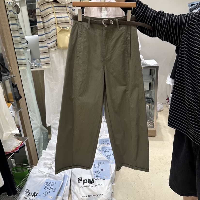 MELO韓國直郵實拍女裝新品時尚人氣職業休閑褲含腰帶棉質MELO休閑褲圖色1