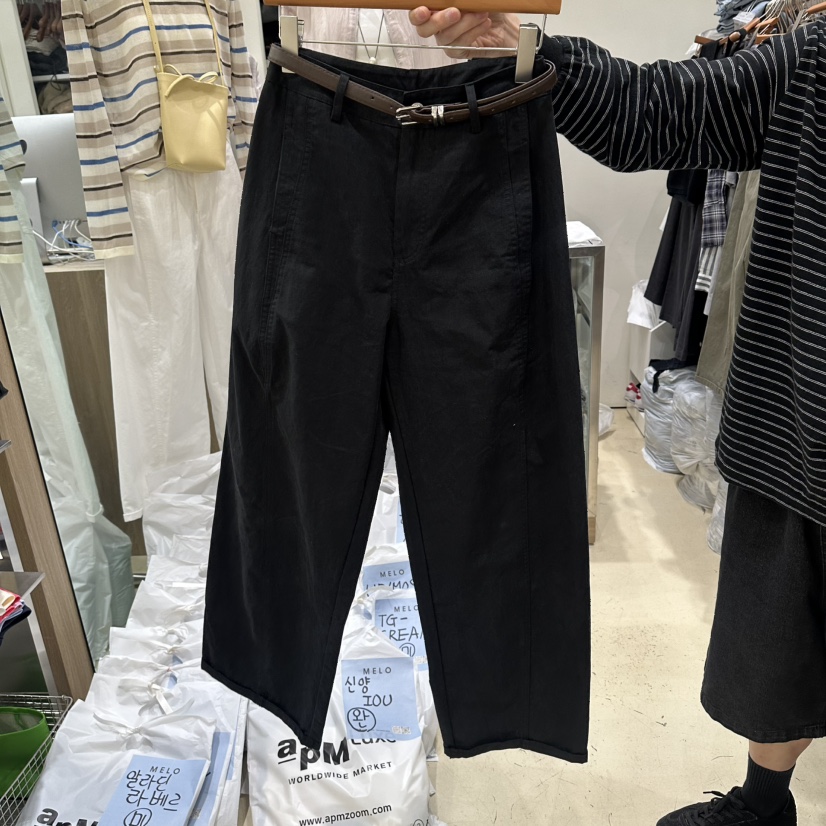 MELO韓國直郵實拍女裝新品時尚人氣職業休閑褲含腰帶棉質MELO休閑褲圖色3