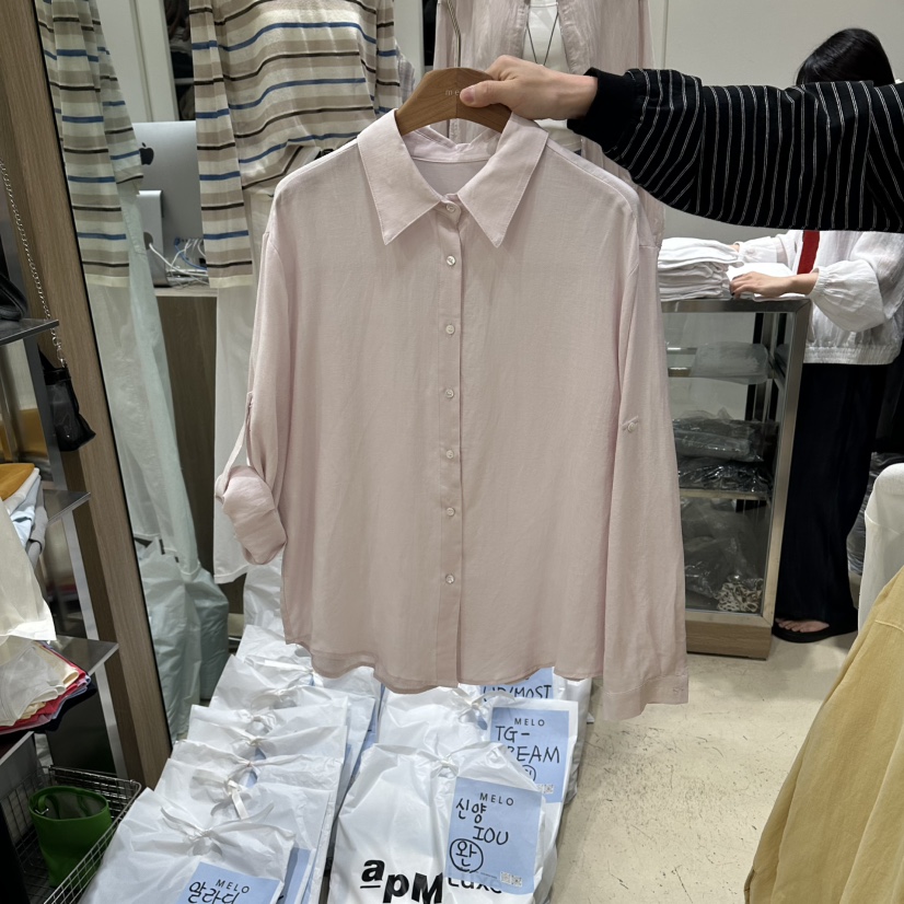 MELO韓國東大門代購女士新款休閑時尚熱賣襯衫蕾絲衫亞麻MELO襯衫/蕾絲衫圖色2