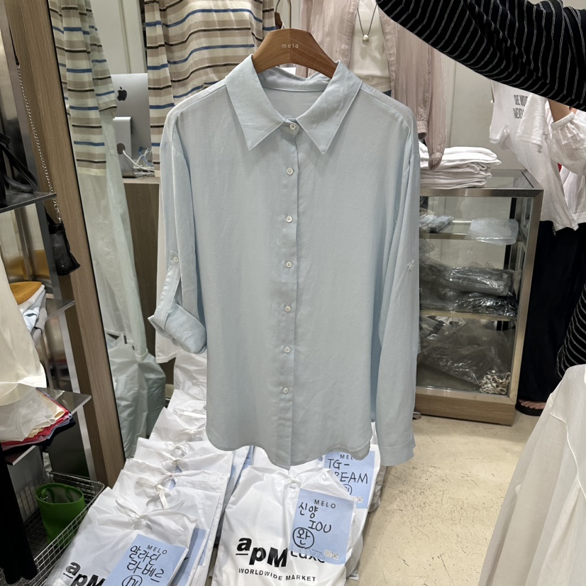 MELO韓國東大門代購女士新款休閑時尚熱賣襯衫蕾絲衫亞麻MELO襯衫/蕾絲衫圖色4