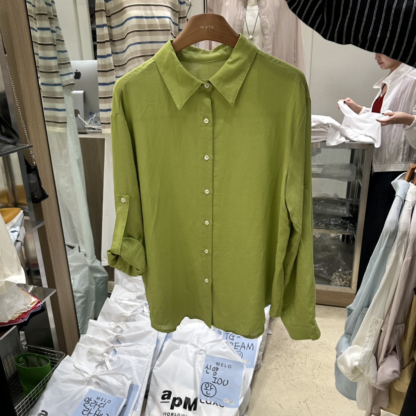 MELO韓國東大門代購女士新款休閑時尚熱賣襯衫蕾絲衫亞麻MELO襯衫/蕾絲衫圖色5