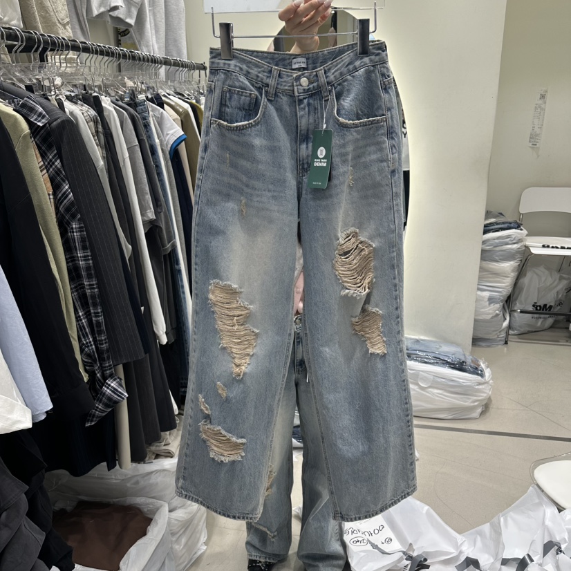 AT THE END韓國代購女士新款26春夏推薦時尚牛仔褲復古AT THE END牛仔褲圖色1