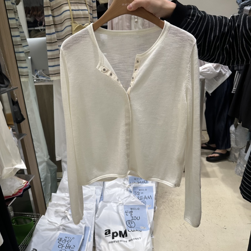 MELO韓國代購女士新款人氣時尚推薦職業針織衫羊毛衫開襟MELO針織衫圖色2