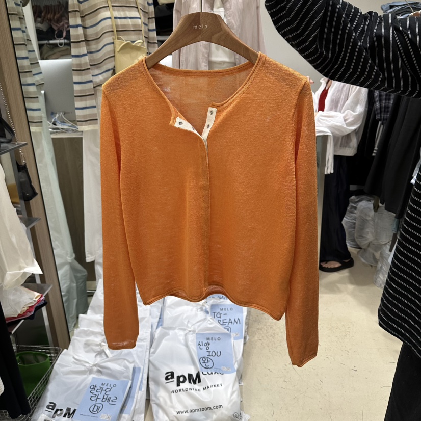 MELO韓國代購女士新款人氣時尚推薦職業針織衫羊毛衫開襟MELO針織衫圖色3
