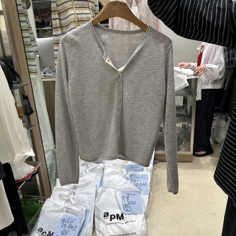 MELO韓國代購女士新款人氣時尚推薦職業針織衫羊毛衫開襟MELO針織衫圖色4