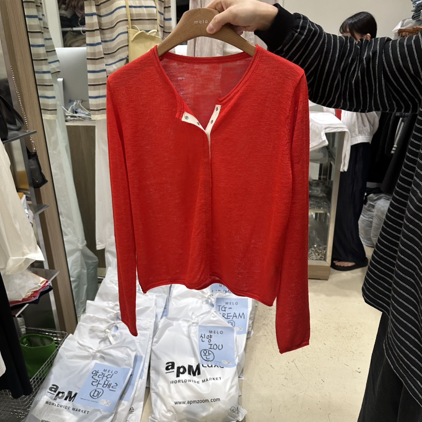 MELO韓國代購女士新款人氣時尚推薦職業針織衫羊毛衫開襟MELO針織衫圖色5