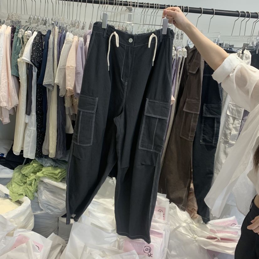 RIVEROOM韓國東大門直郵女裝新品職業熱賣人氣休閑褲亞麻RIVEROOM休閑褲圖色3