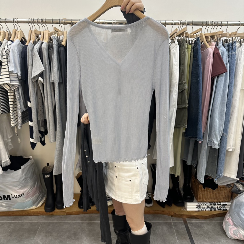 DELIGHT-L韓國東大門直郵女士新款職業長袖T恤不含腰帶天絲DELIGHT-L長袖T恤