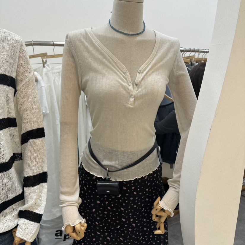 DELIGHT-L韓國東大門直郵女士新款職業長袖T恤不含腰帶天絲DELIGHT-L長袖T恤圖色3