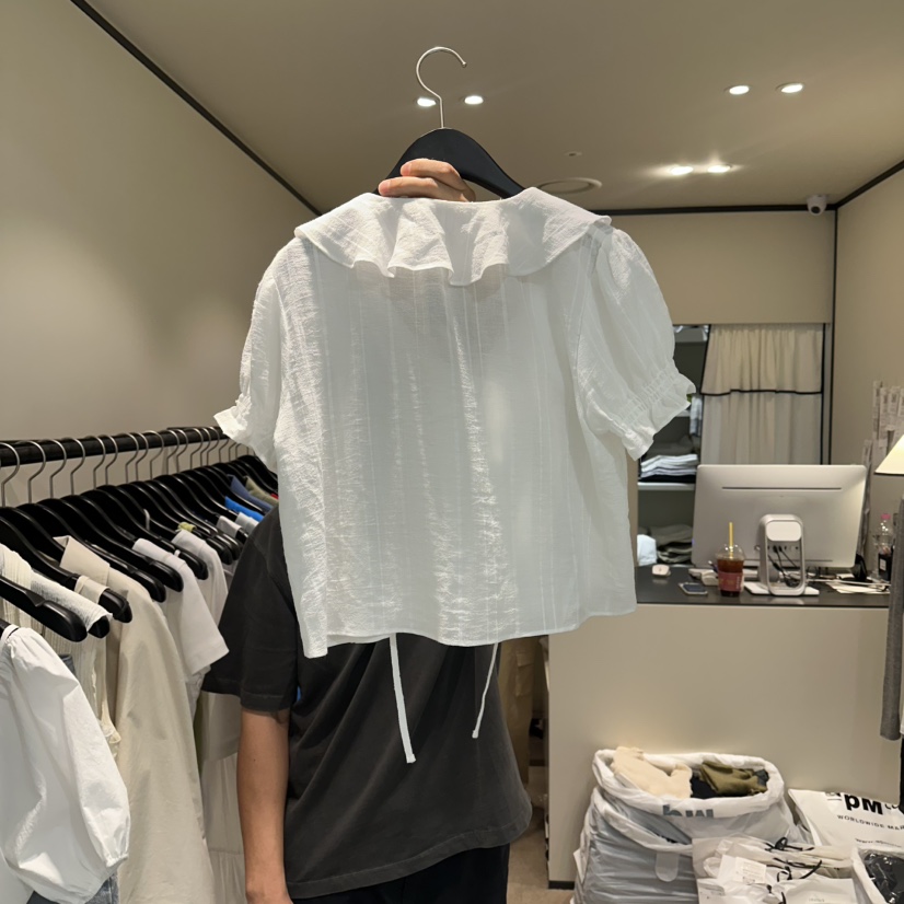 RE STOCK韓國代購女裝新品熱賣職業26春夏休閑襯衫蕾絲衫RE STOCK襯衫/蕾絲衫