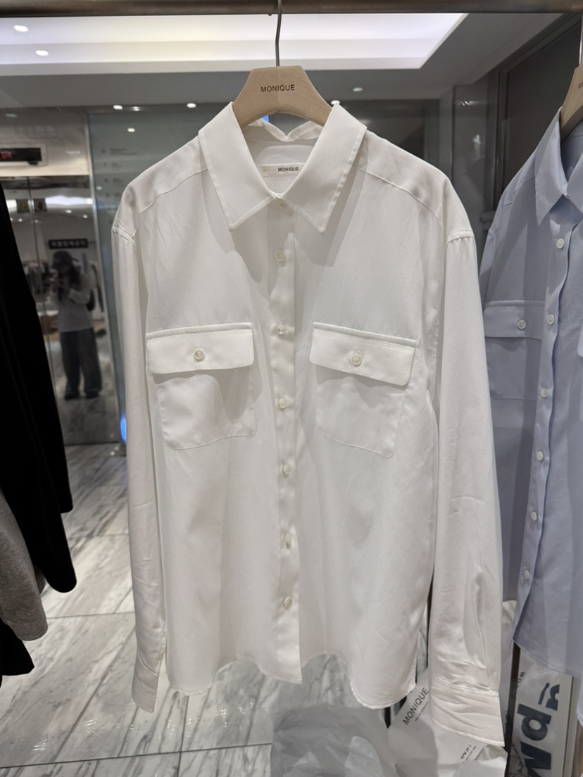 MONIQUE韓國東大門代購女裝新品人氣熱賣26春夏襯衫蕾絲衫口袋MONIQUE襯衫/蕾絲衫圖色1