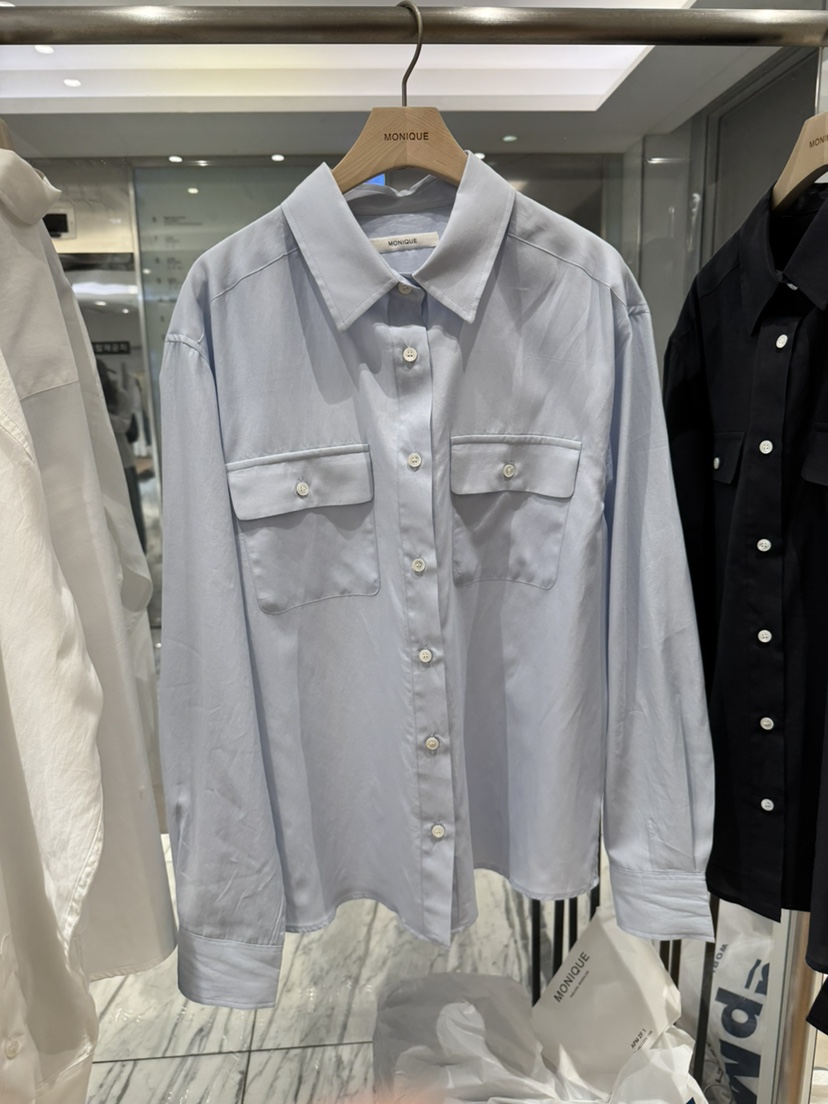 MONIQUE韓國東大門代購女裝新品人氣熱賣26春夏襯衫蕾絲衫口袋MONIQUE襯衫/蕾絲衫圖色2