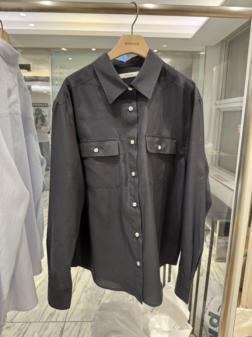 MONIQUE韓國東大門代購女裝新品人氣熱賣26春夏襯衫蕾絲衫口袋MONIQUE襯衫/蕾絲衫圖色3