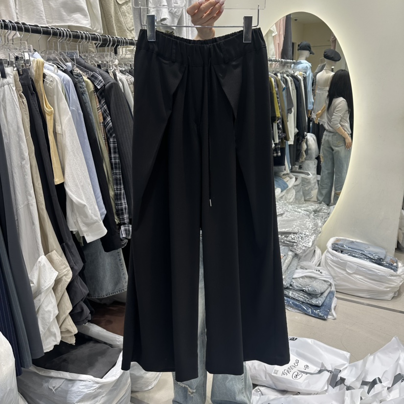 AT THE END韓國東大門直郵女裝新款熱賣26春夏休閑褲褶裥AT THE END休閑褲圖色5黑色