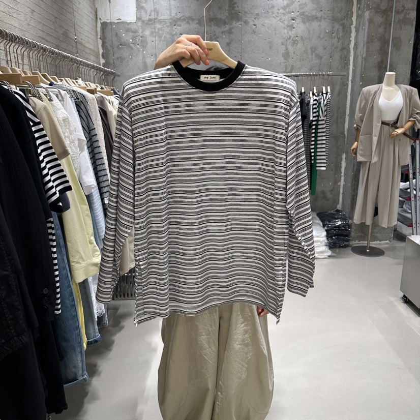 JUNI韓國直郵女裝新款熱賣職業人氣休閑時尚推薦26春夏長袖T恤my juni長袖T恤圖色2