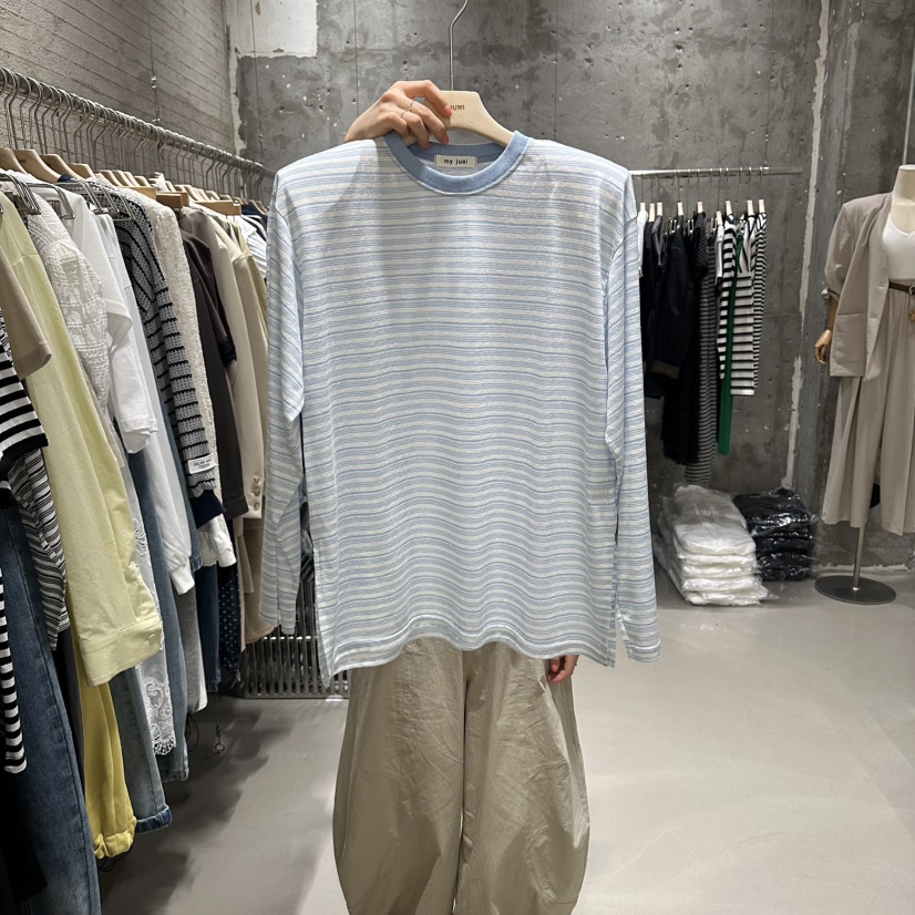 JUNI韓國直郵女裝新款熱賣職業人氣休閑時尚推薦26春夏長袖T恤my juni長袖T恤圖色3