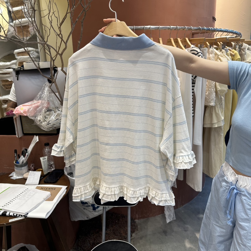 MIENNE韓國東大門代購女士新款熱賣26春夏推薦職業T恤條紋MIENNET恤