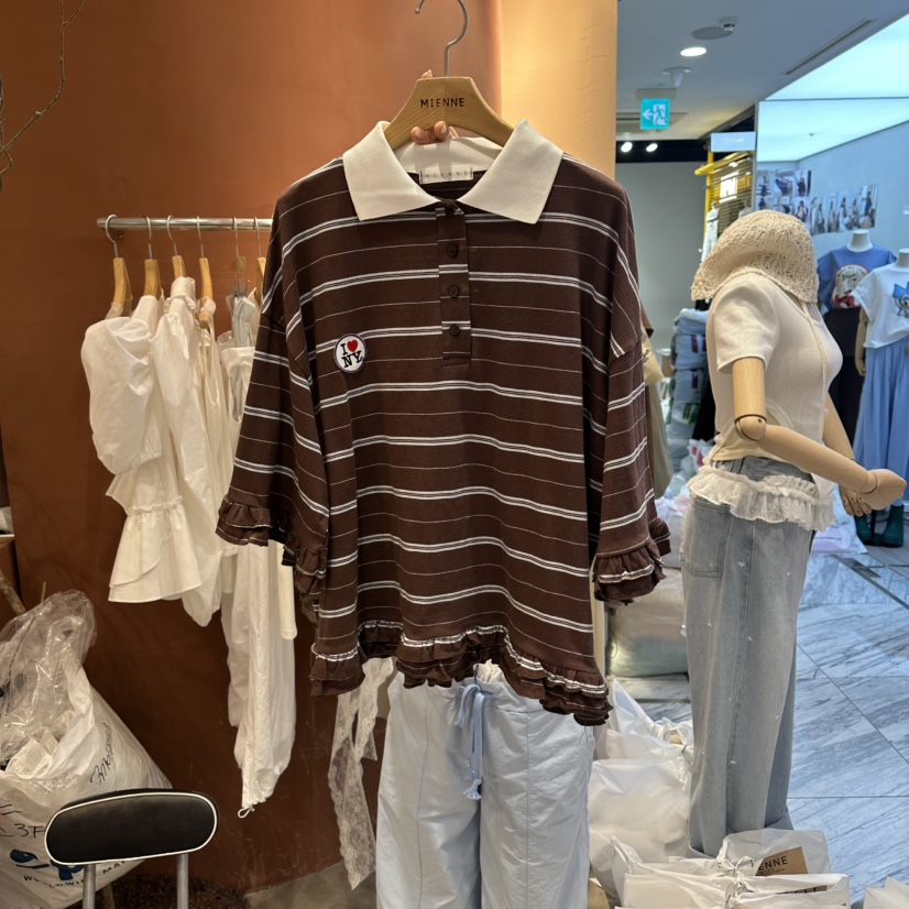 MIENNE韓國東大門代購女士新款熱賣26春夏推薦職業T恤條紋MIENNET恤圖色2