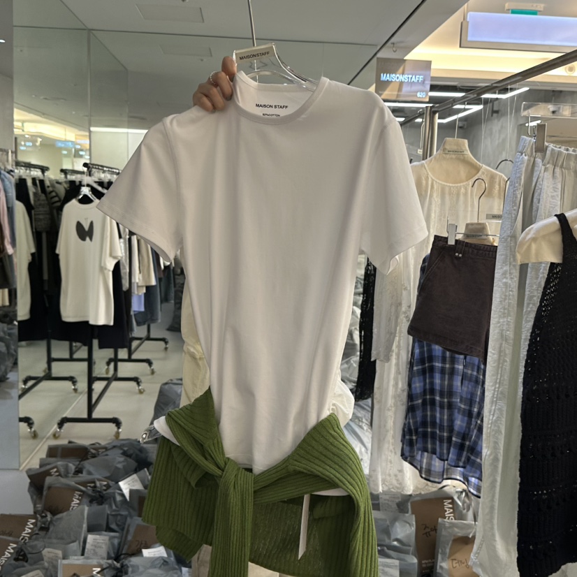 DOUBLE STANDARD/LE SMOKING/MAISONSTAFF韓國直郵實拍女裝新款26春夏T恤MAISONSTAFFT恤圖色3白色