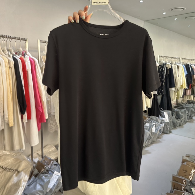 DOUBLE STANDARD/LE SMOKING/MAISONSTAFF韓國直郵實拍女裝新款26春夏T恤MAISONSTAFFT恤圖色4黑色