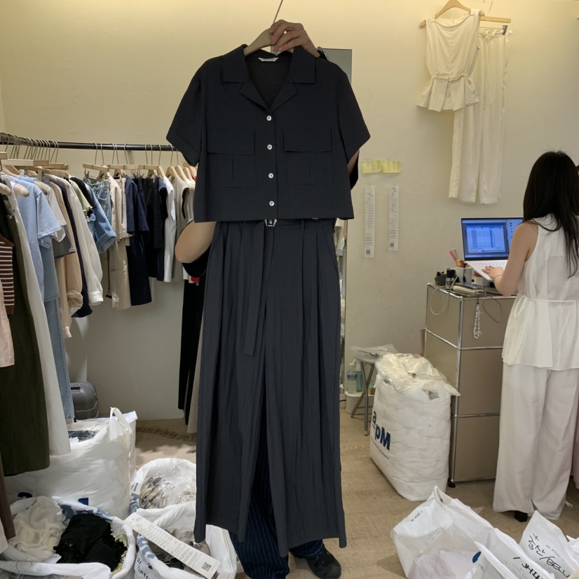 W AND J韓國東大門直郵女士新品26春夏人氣時尚套裝含腰帶W AND J套裝圖色2