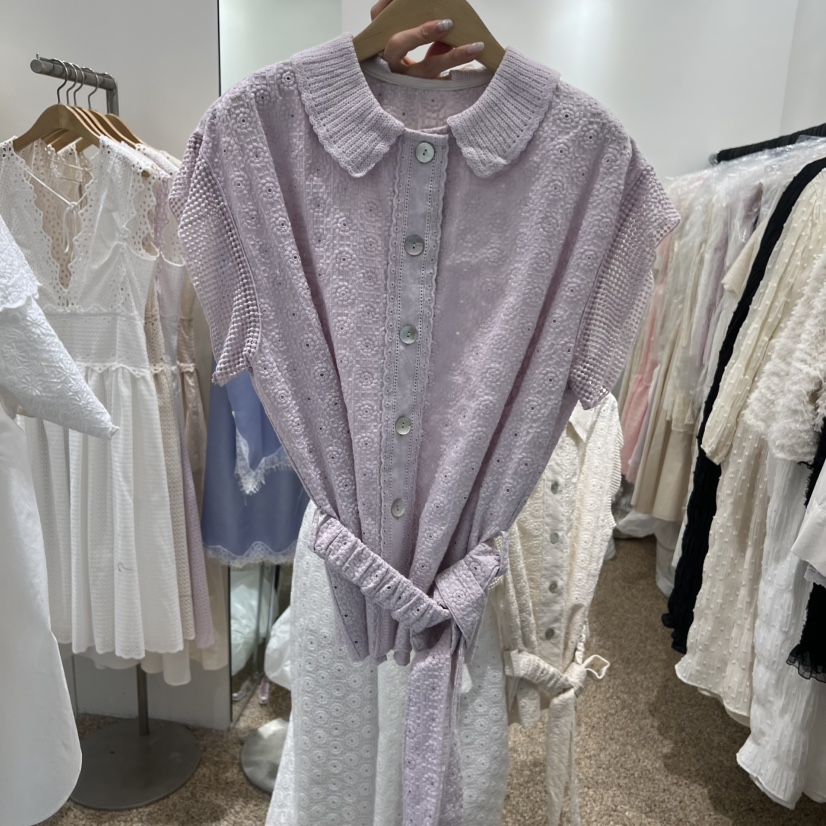 A韓國代購女裝新品時尚人氣職業熱賣推薦襯衫蕾絲衫含腰帶A STORE襯衫/蕾絲衫圖色2