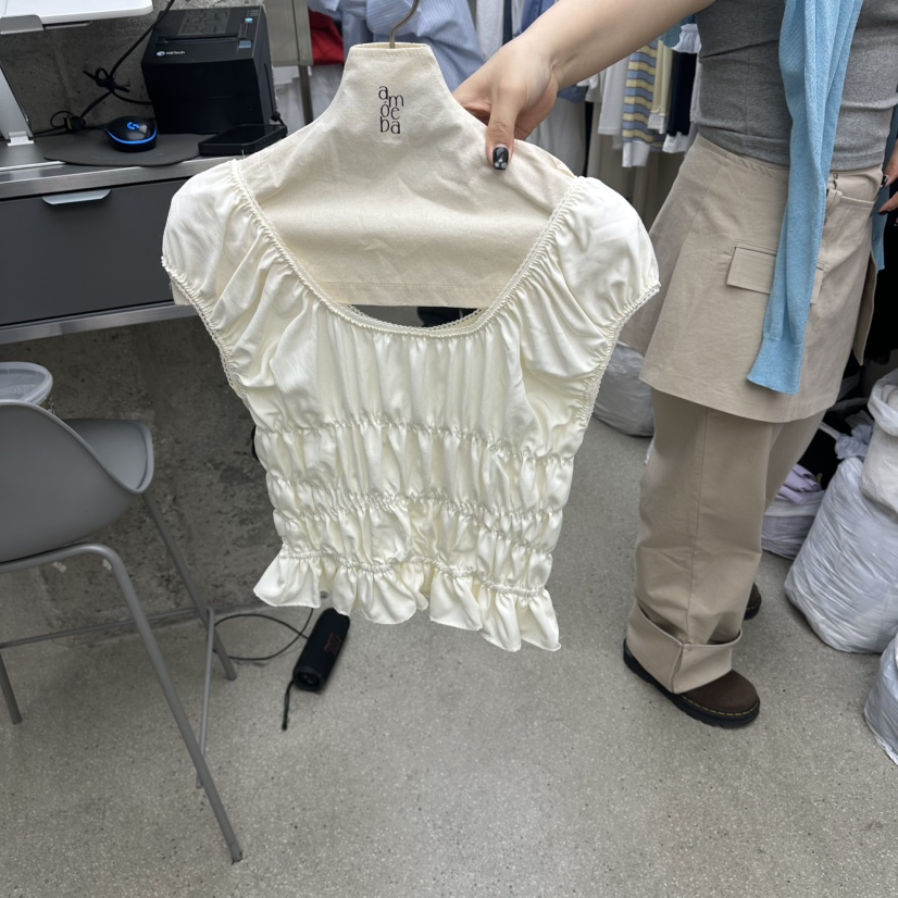 AMOEBA韓國直郵女士新款熱賣職業26春夏推薦吊帶背心褶皺AMOEBA吊帶/背心圖色1