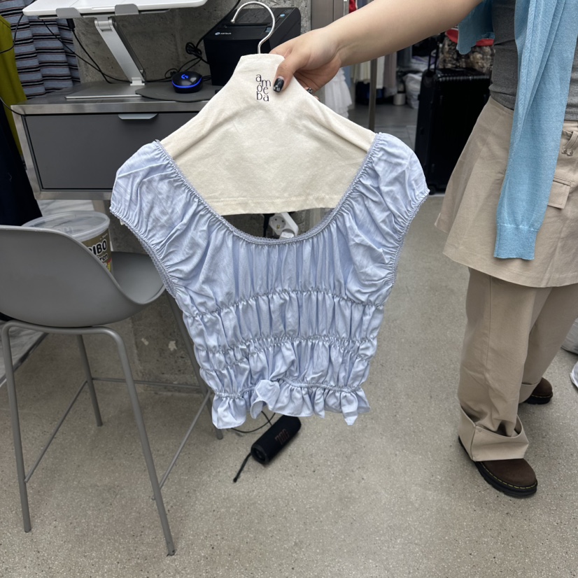 AMOEBA韓國直郵女士新款熱賣職業26春夏推薦吊帶背心褶皺AMOEBA吊帶/背心圖色2