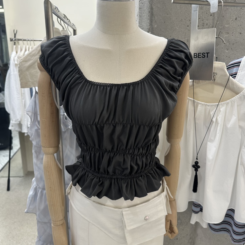 AMOEBA韓國直郵女士新款熱賣職業26春夏推薦吊帶背心褶皺AMOEBA吊帶/背心圖色3