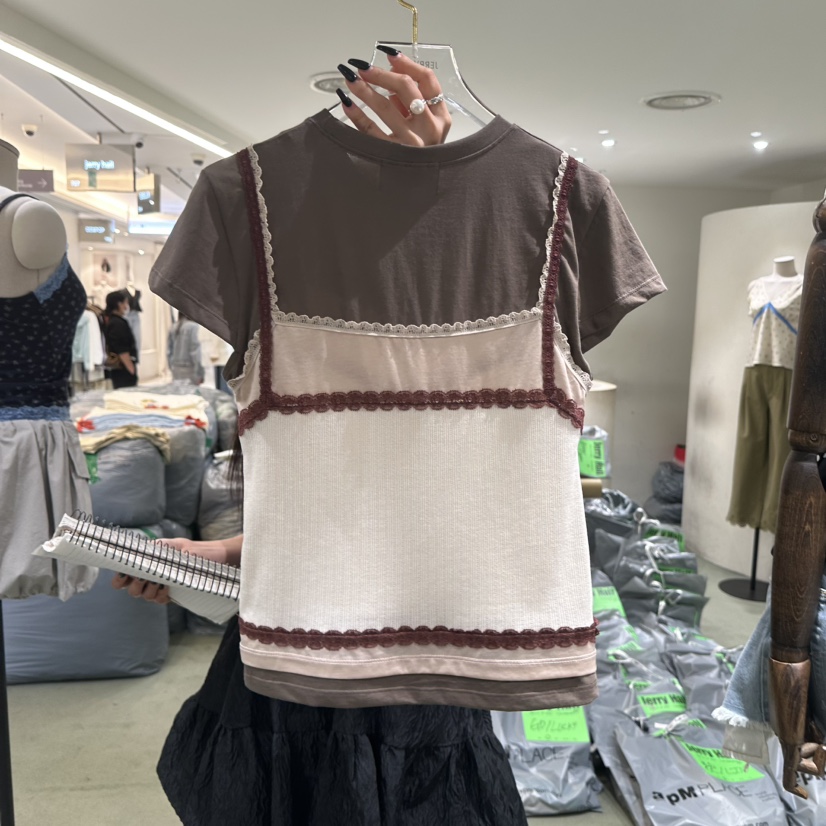 JERRY HALL-P韓國直郵女士新款休閑人氣推薦時尚T恤假兩件JERRY HALLT恤